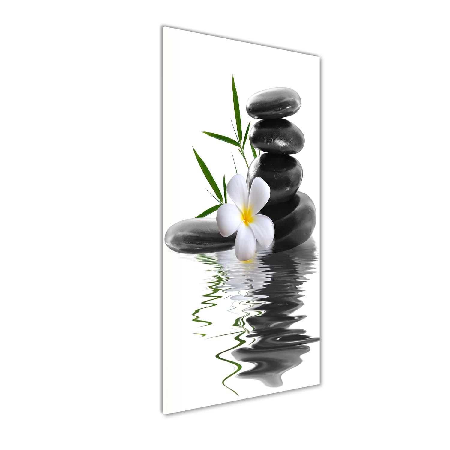 

Foto obraz na szkle Orchidea i kamienie 50x125 cm
