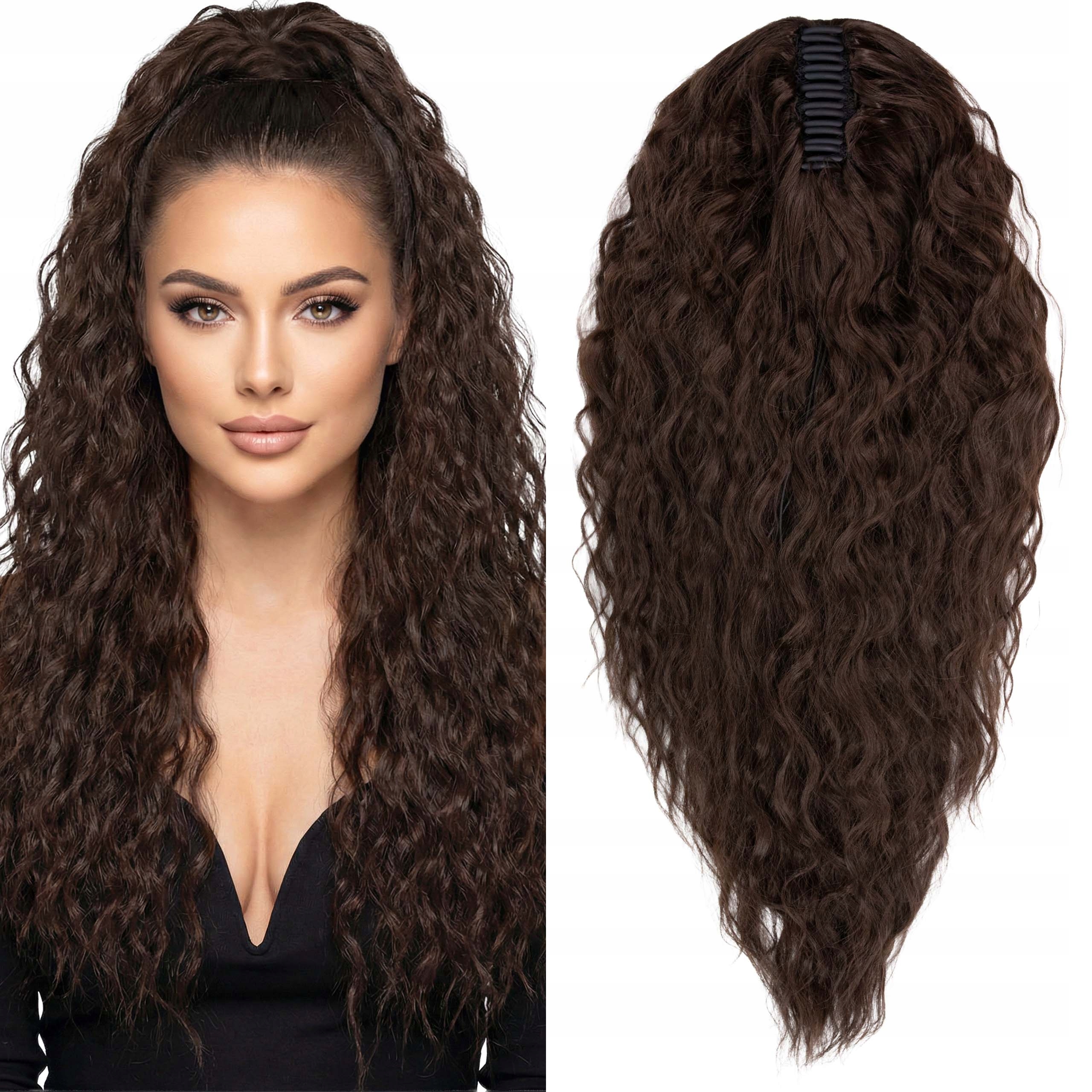 Afrokrab kucyk na klamrze włosy syntetyczne sztuczne Luna fale 65cm brąz