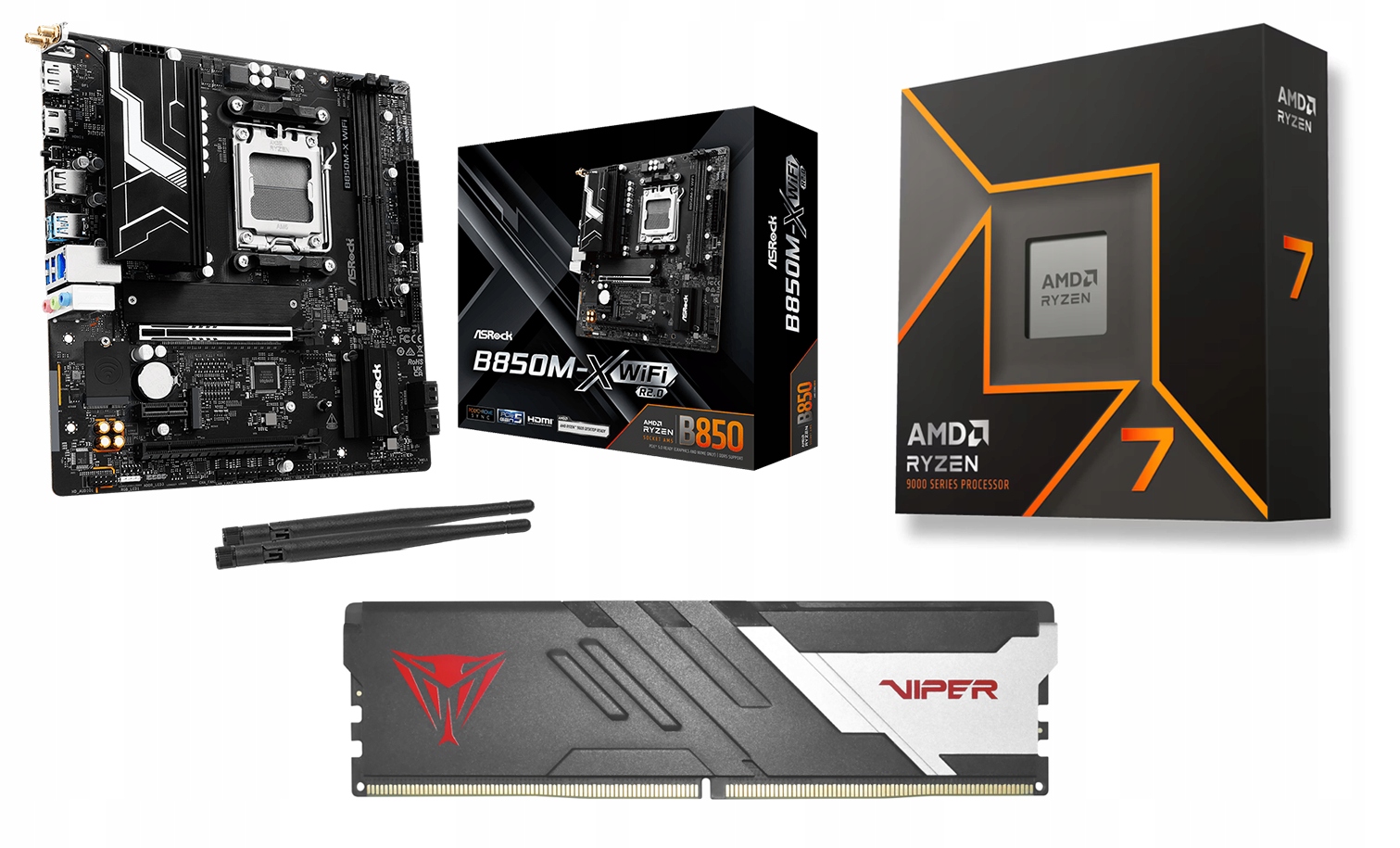 Zestaw Amd Ryzen 7 9700X B850M-X Wifi R2.0 16GB 6000