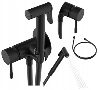 Čierna podomietková bidetová batéria Glami, slúchadlá, hadica, čistič na bidet