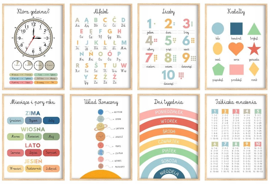PLAKAT EDUKACYJNY MIESIĄCE PORY ROKU NAUKA SZKOŁA MONTESSORI 30x40 CM Płeć chłopcy dziewczynki unisex