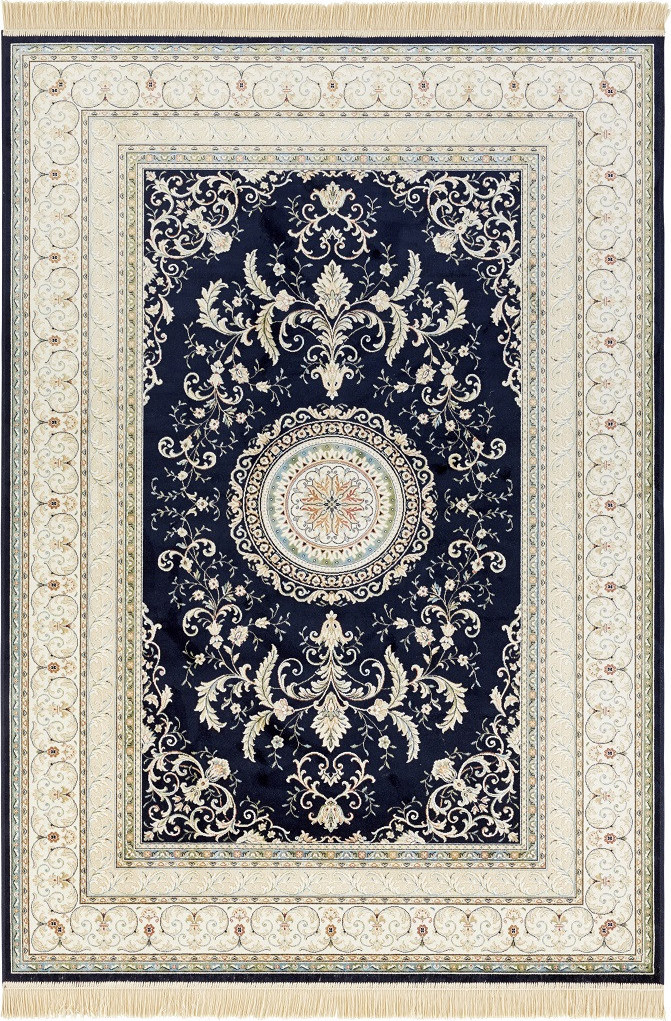 Tradičný koberec 160x230 do obývačky, klasický tmavo krémový vzor