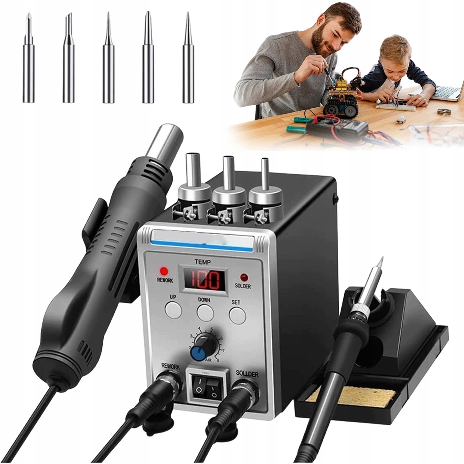Horkovzdušná Pájecí Stanice 700 W S Páječkou 60 W 200-500 °C Pro Elektroniku