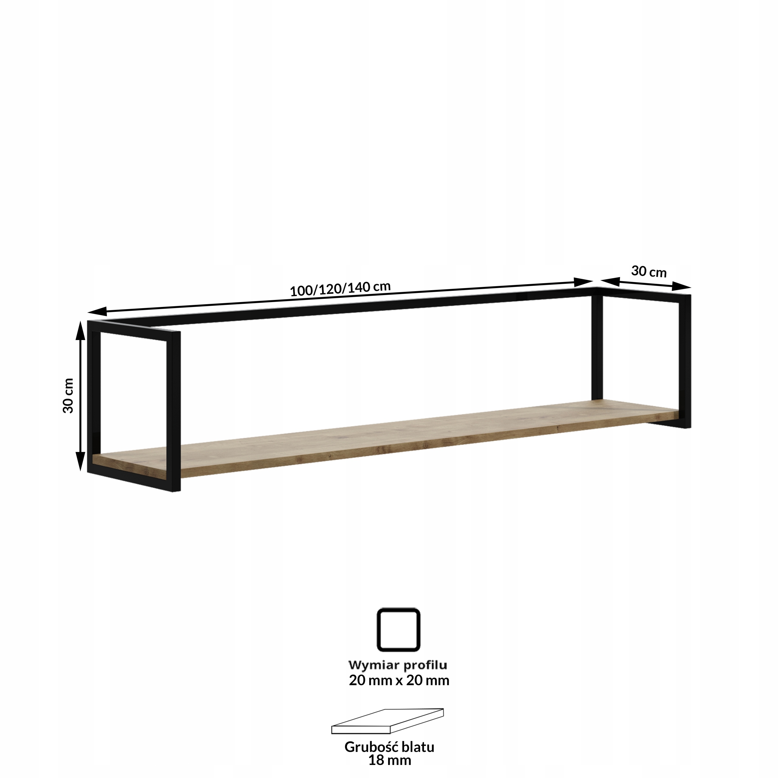 Półka Thea 100cm, w stylu loft, od producenta Kod producenta THEA100X30BLOL