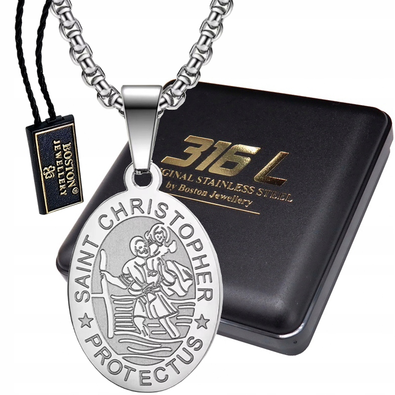 Stříbrný Medailonek Se Svatým Kryštofem Řetízek 60 CM Patron Řidičů