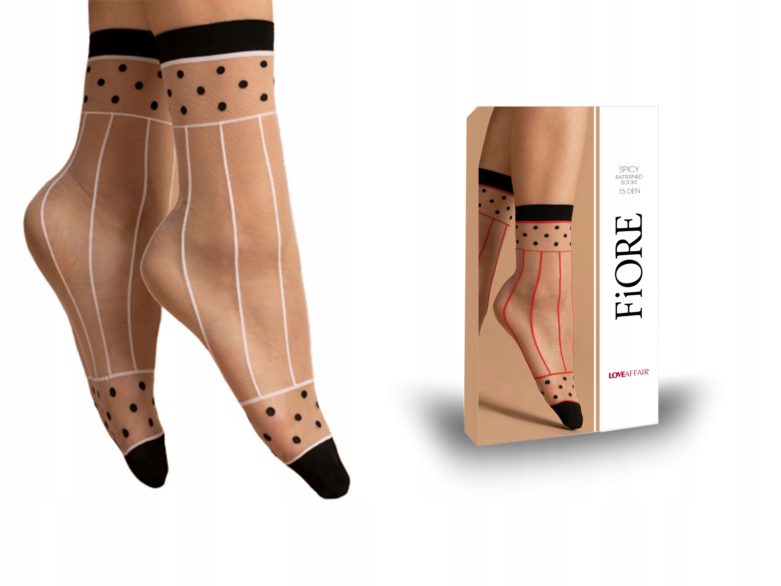 

Fiore skarpetki Spicy 15 den poudre/white/black