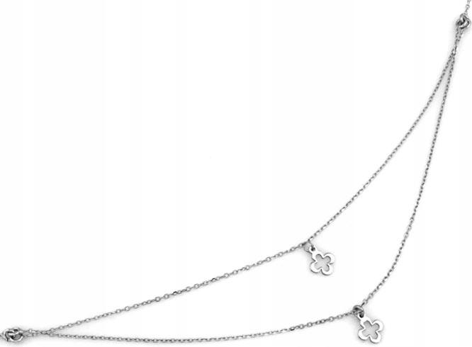 Stříbrný náhrdelník 925 dvojitý řetízek jetel s elegantním módním vzorem