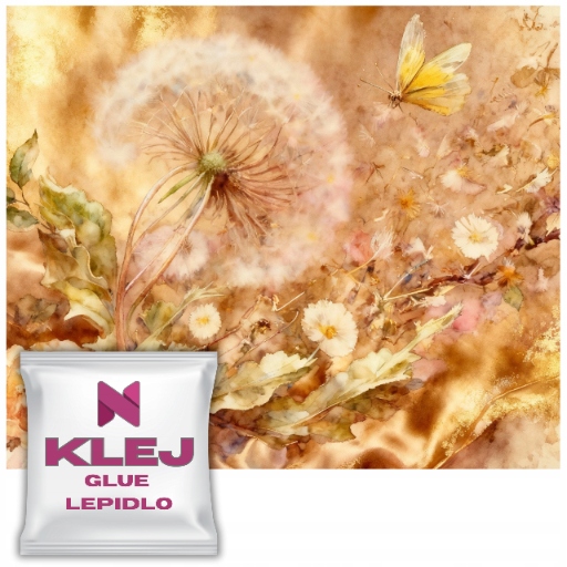 Fototapeta Pampeliška Motýl Tapeta do ložnice Zlato Béžová Akvarel 240x360