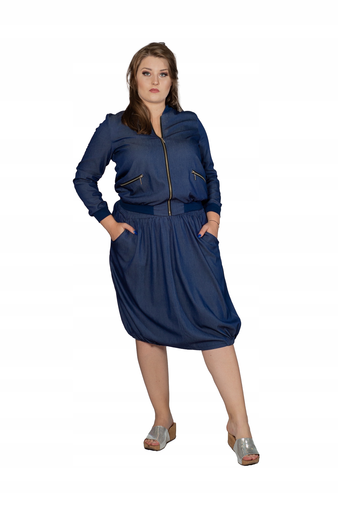 

Plus Size. Spódnica cieniutki jeans Tuszująca r.62