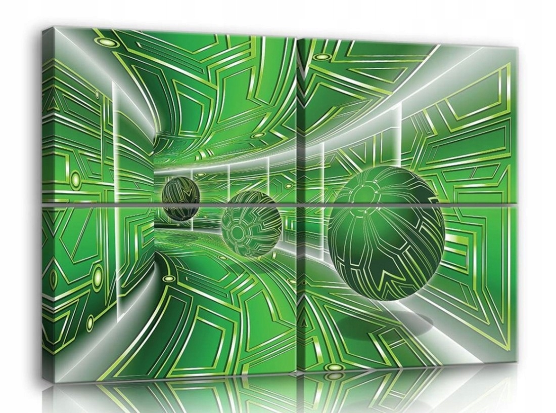 Obraz 120x80 Futuristický tunel zelená žiara sféry 3D geometria