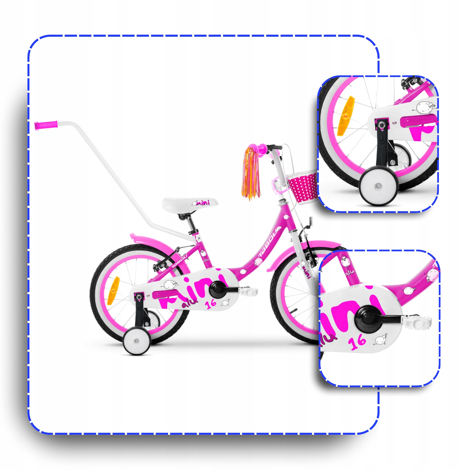 ДИТЯЧИЙ ВЕЛОСИПЕД 14 ДЮЙМОВ TABOU МІНІ АЛЮМІНІЙ ДЛЯ ДІВЧИНКИ ЛЕГКИЙ