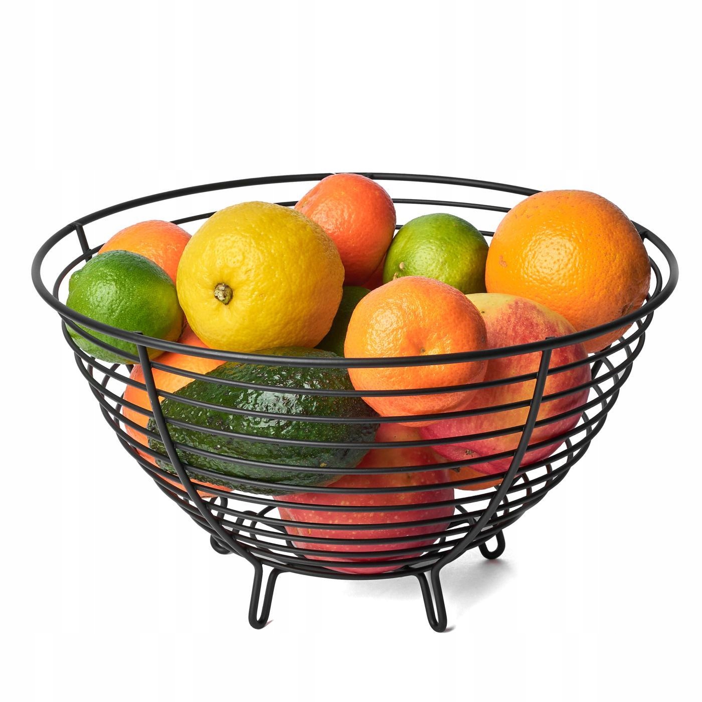 Metalowy KOSZ NA OWOCE czarny koszyk na nóżkach