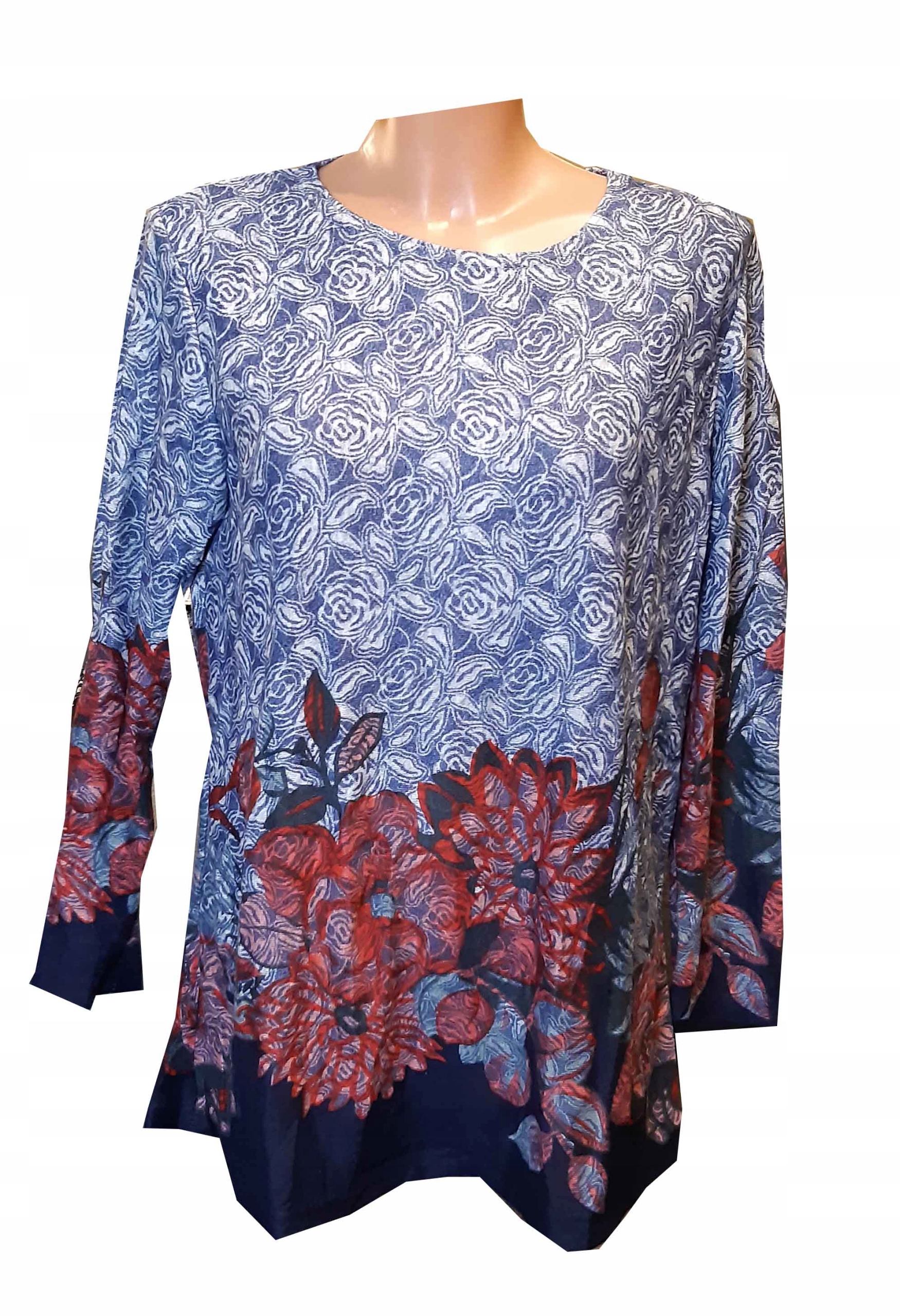 

Bluzka damska długi rękaw kobieca kwiaty L