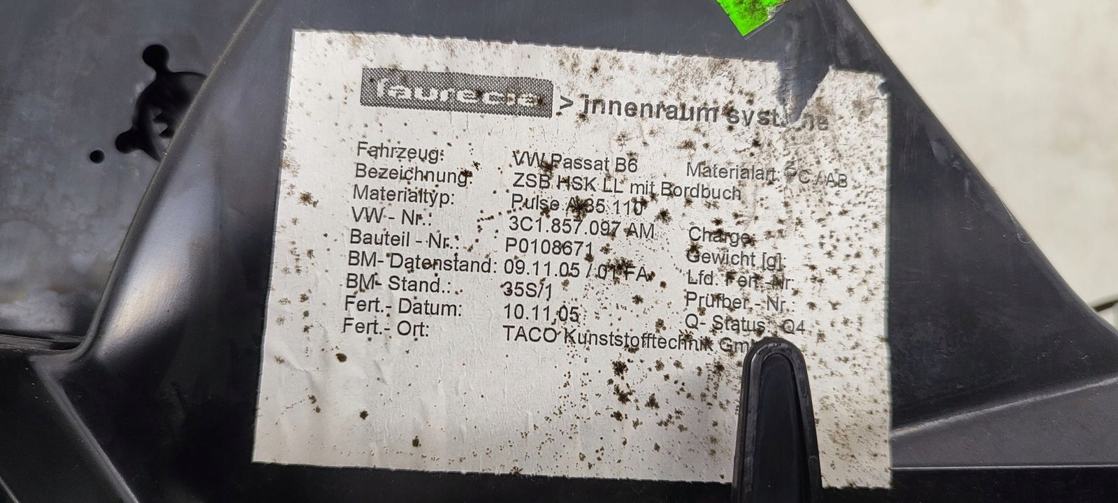 pretinac suvozača suvozača VW Passat B6 2,0 TDI