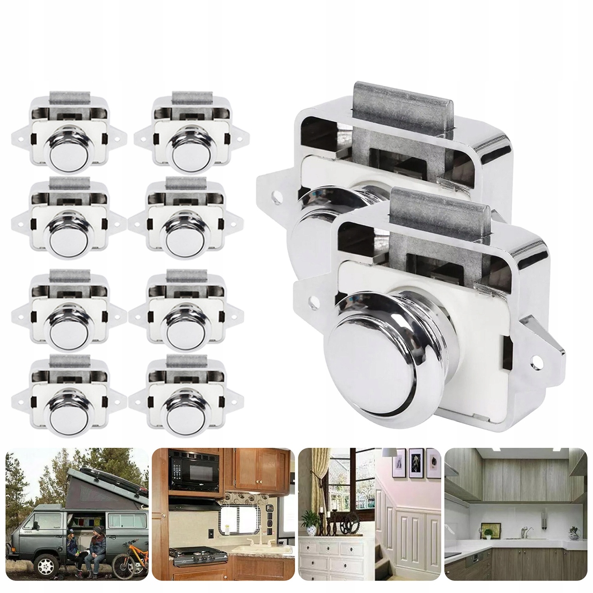 10 x Jednostranný nábytkový zámek pro přívěs pushlock push-lock komplet