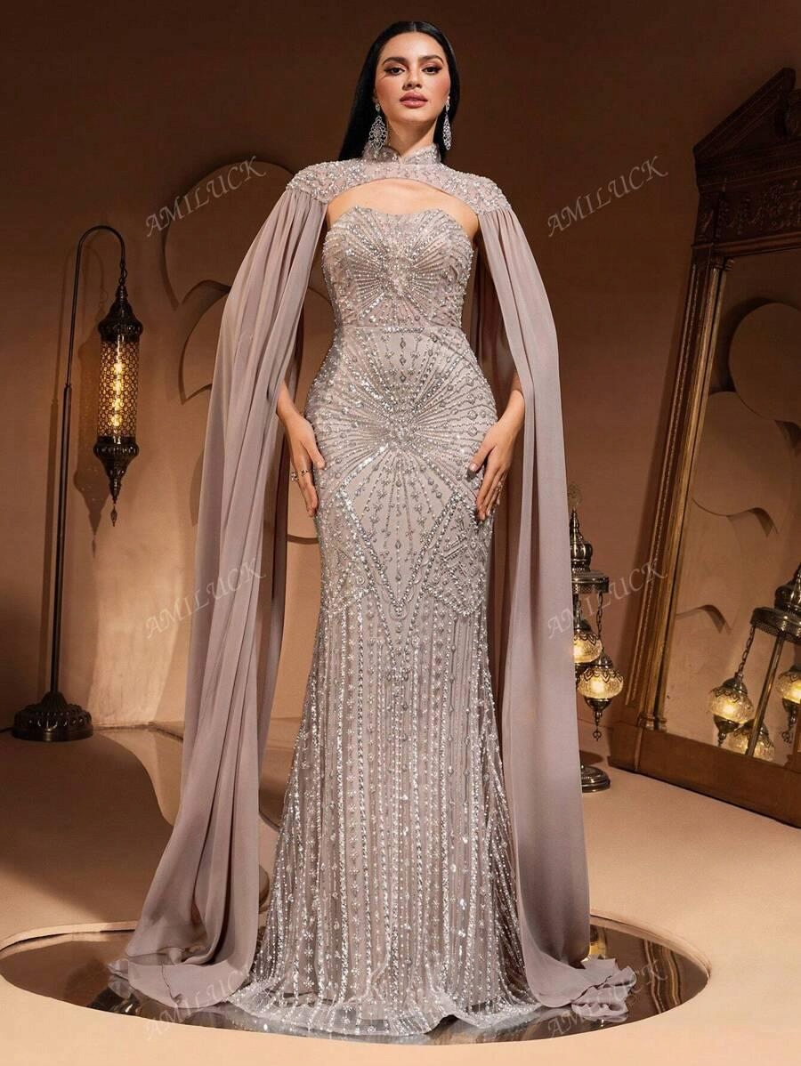 Shein Béžová Šaty Zdobení S06 ktd Xs
