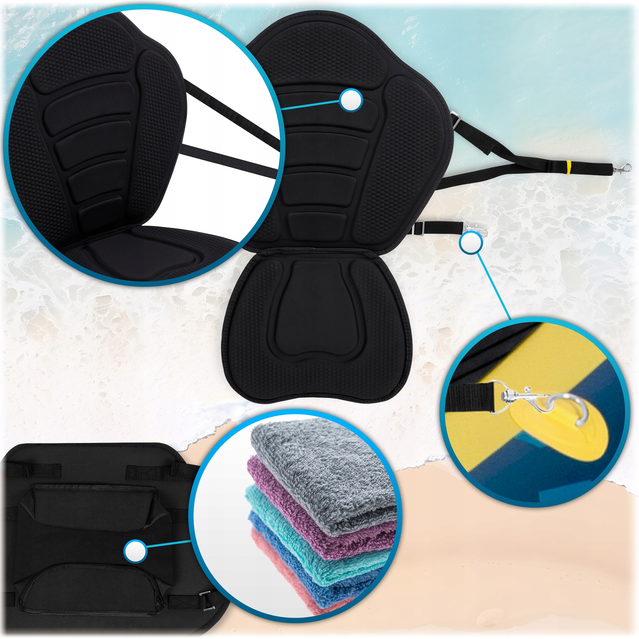 OPARCIE SIEDZISKO KAJAKOWE PIANKOWE Do Deski SUP MIĘKKIE SKŁADANE Model 171100