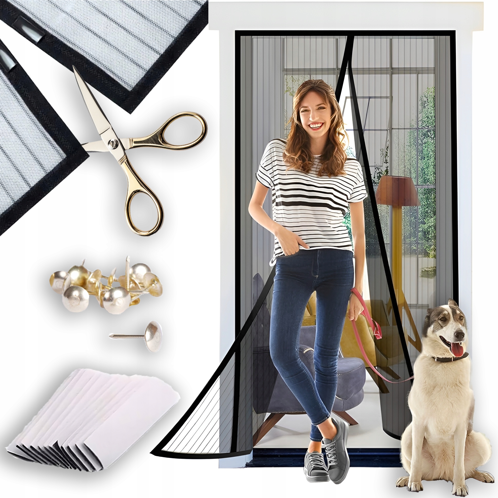 MOSKITIERA MAGNETYCZNA DO DRZWI SIATKA NA DRZWI MAGNES 80/90/100 x210/220