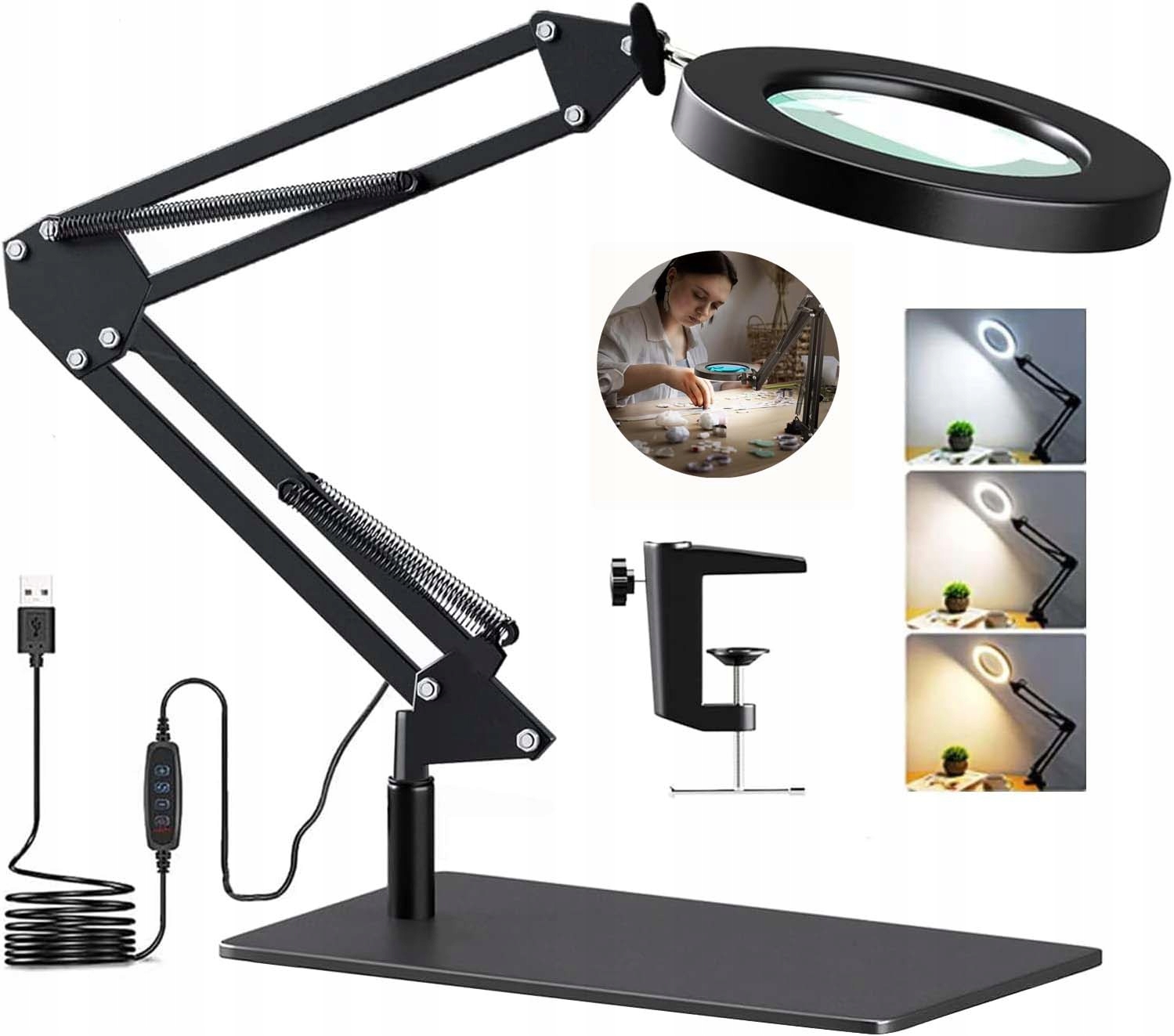 Led Lampa Kosmetická Lupa Sklo Zvětšující Kreslicí Stolní Lampa