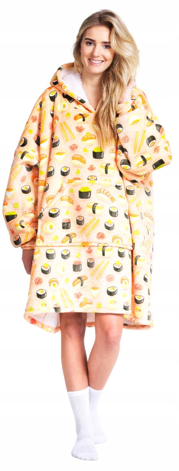 Dámská Teplá Mikinová Deka Sushi Deka S Rukávy Snuddie Hoodie Oversize