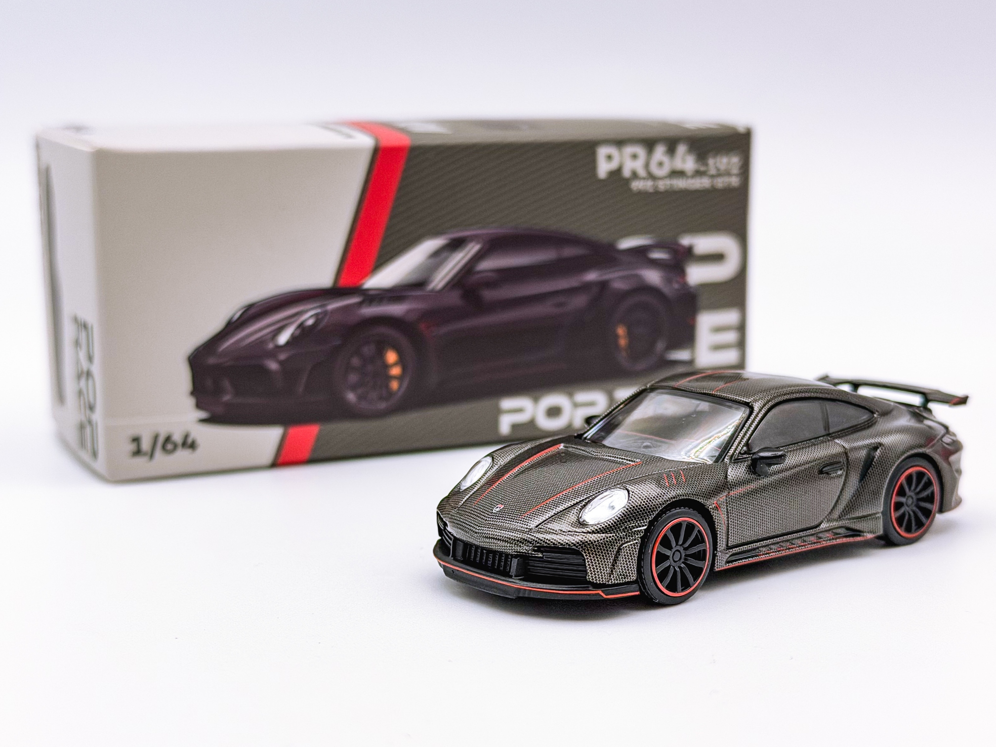 Pop Race 1:64 Porsche 992 Stinger GTS Carbon Edition - Red Line PR64-01