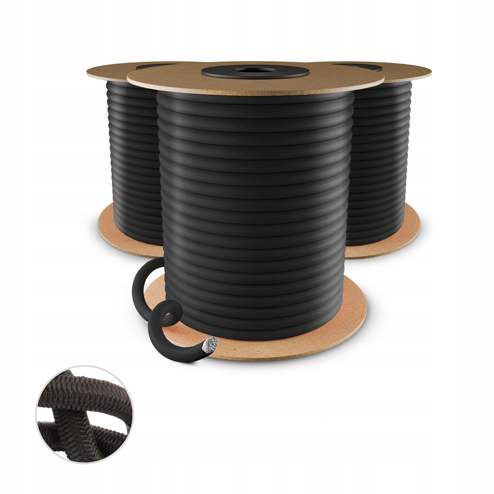 Lina Elastyczna Gumowa bagażowa Ekspandor Guma do Plandek Czarna 8mm 50m