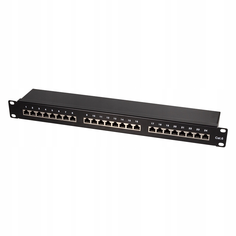 Patch panel Cat.6 24-port RJ45 1U PoE LogiLink stíněný 19" Rack černý
