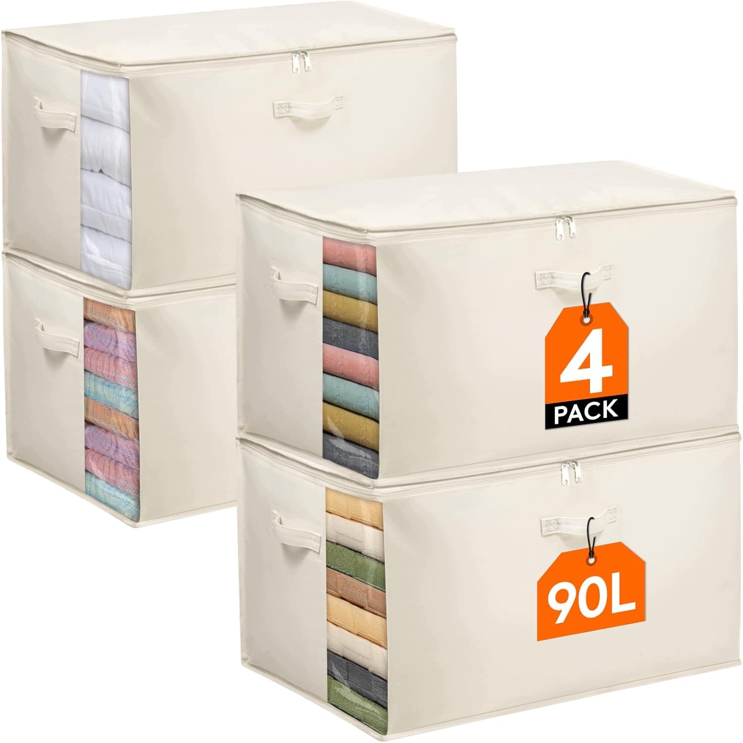 Lifewit 90 L Taška Na Uloženie Prikrývok 4KS Držiak Okienko Béžová