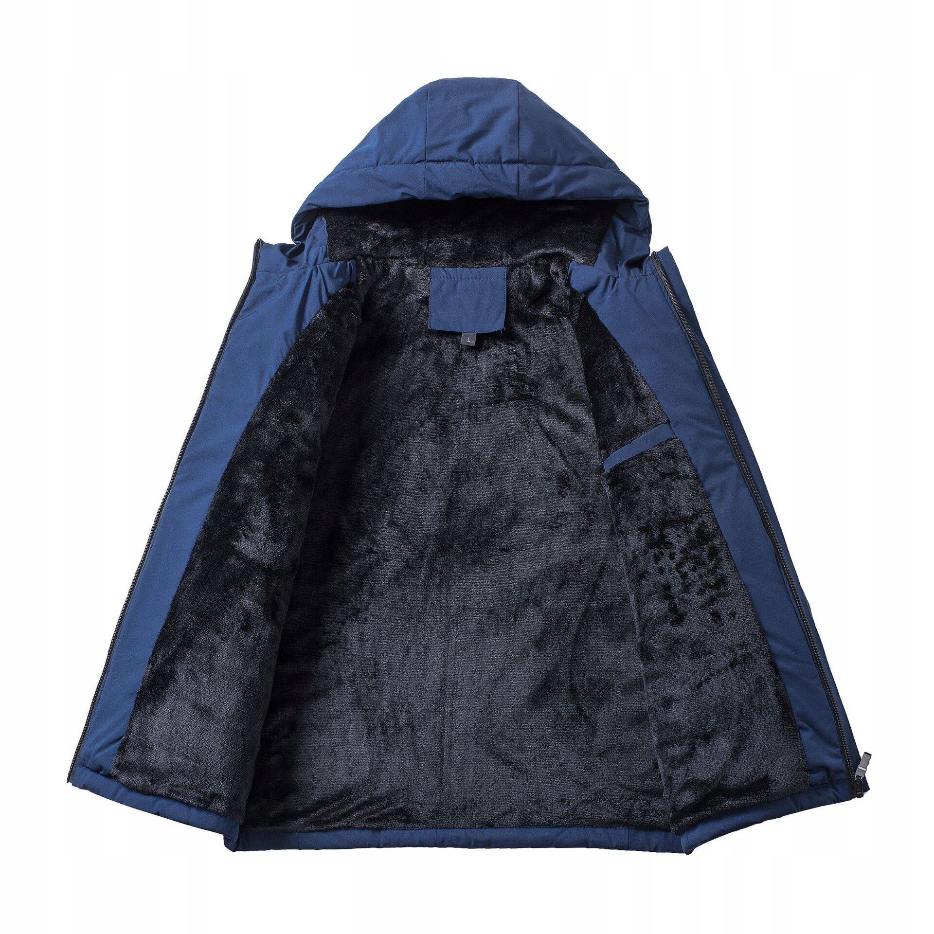 MĘSKA ZIMOWA OCIEPLANA CIEPŁY WIATROSZCZELNA KURTKA Z KAPTUREM Wzór dominujący bez wzoru