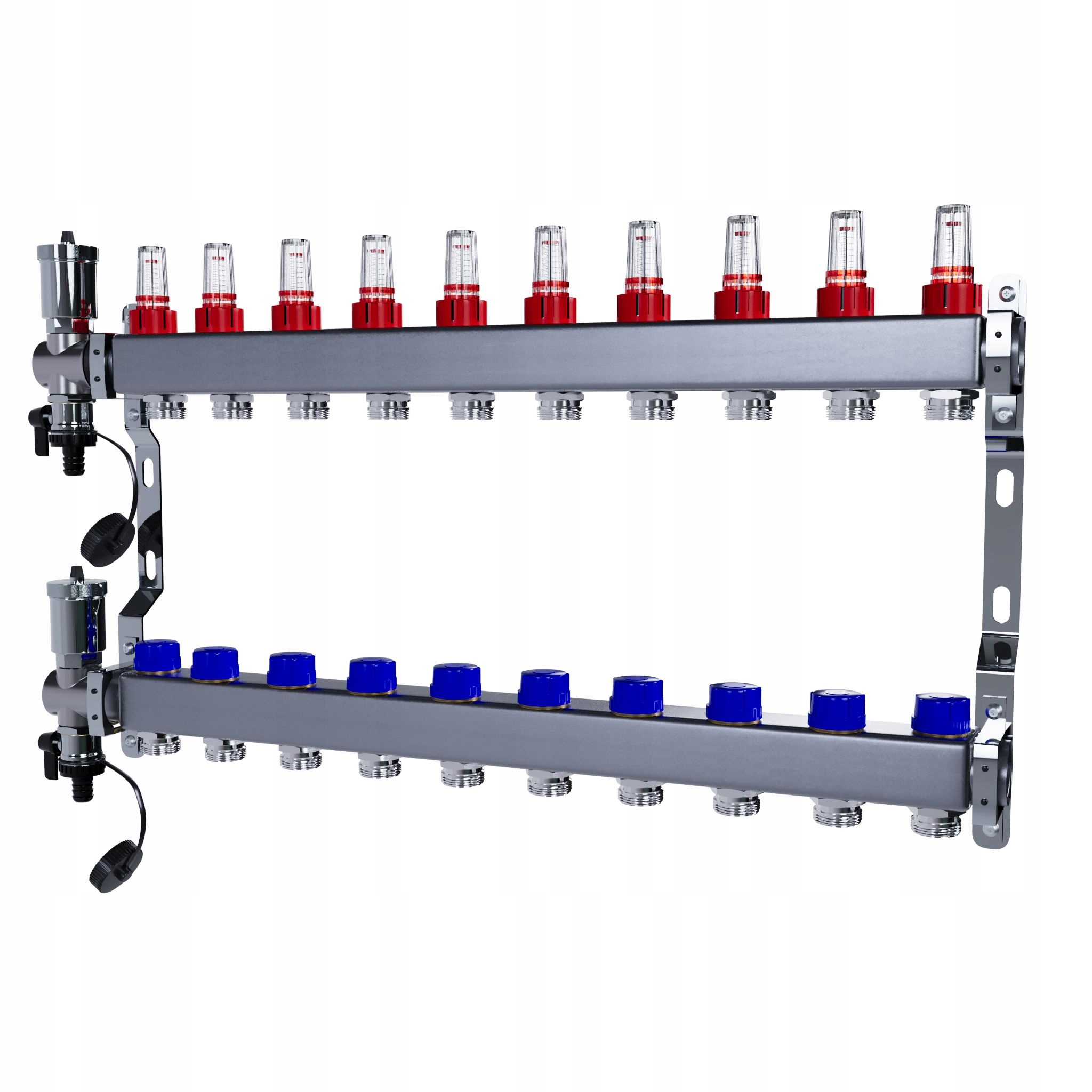 Rozdělovač pro podlahové vytápění 10 okruhů nerezový pro podlahové vytápění