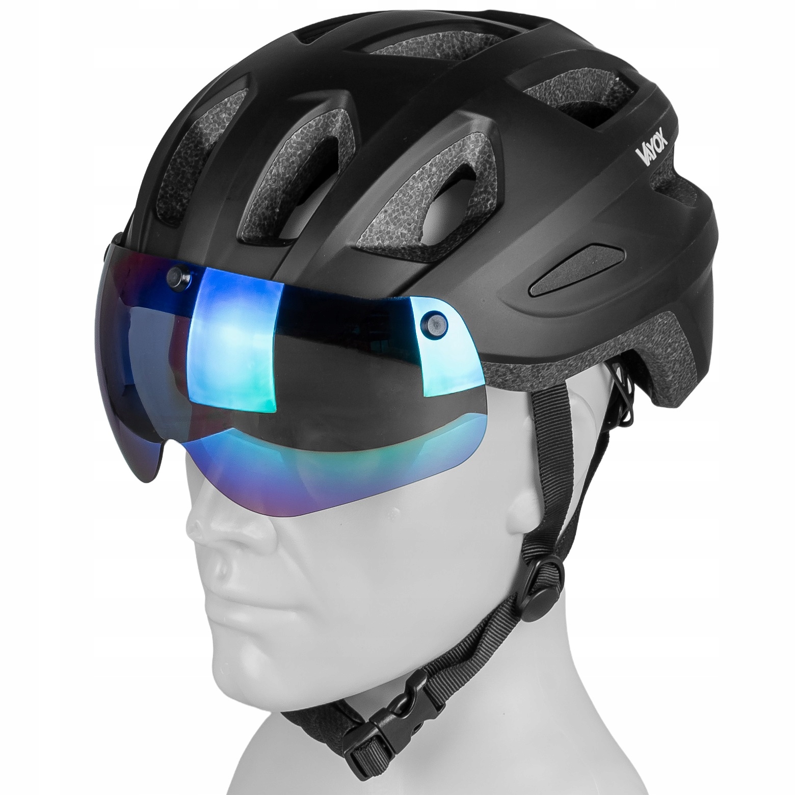 Mtb Cyklistická Helma Matná Nastavitelná 55-58 cm Zadní Světlo Hledáček Vayox