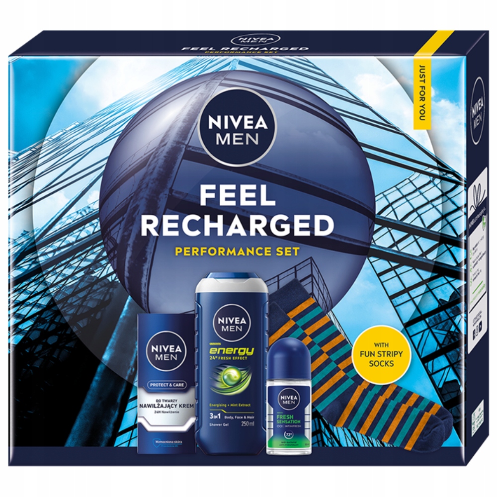 Dárková Sada Nivea Men Feel Recharged Cosmetics pánský Gel krémový roll-on