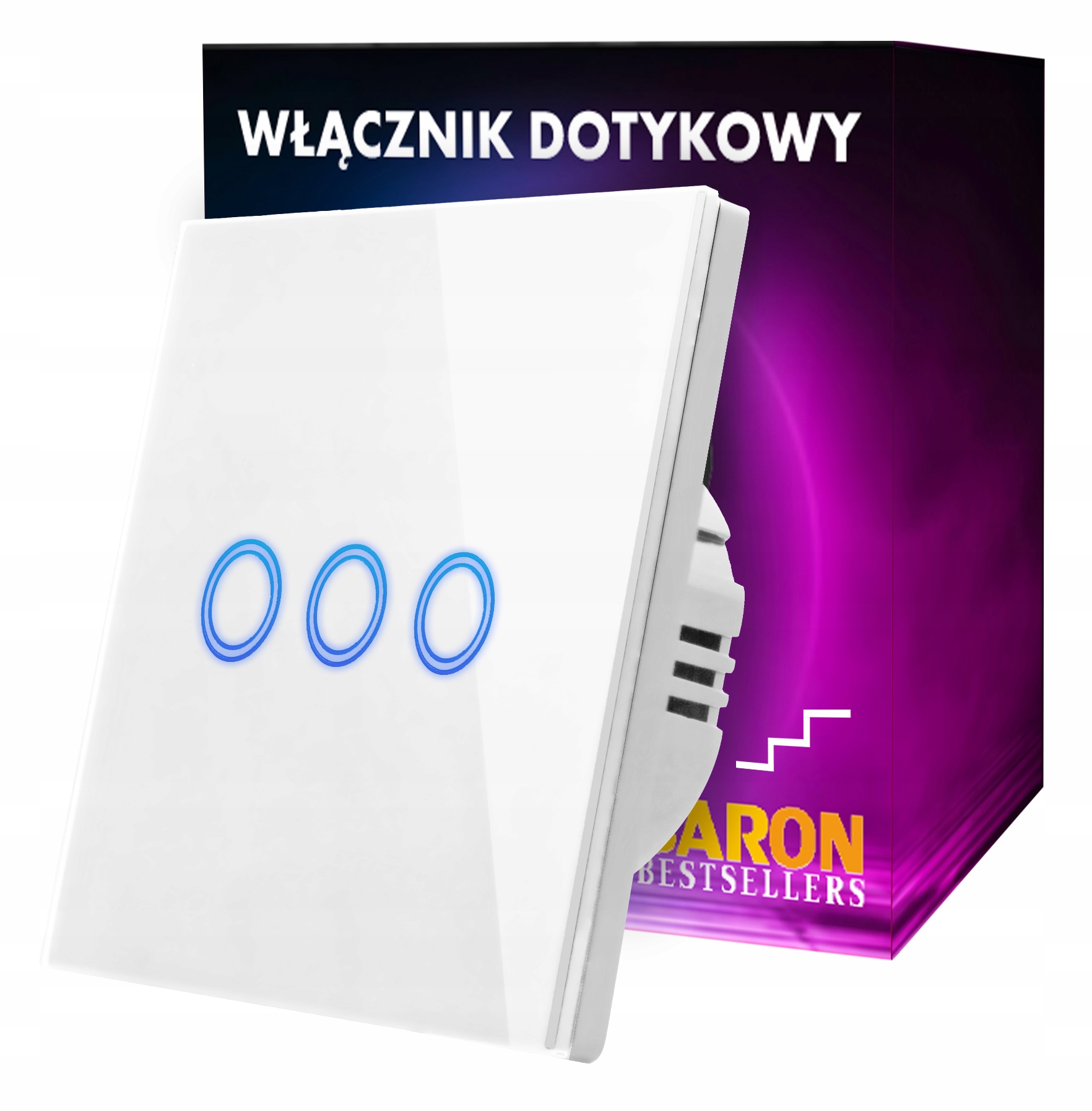 Trojitý Dotykový Schodišťový Spínač Bílé Sklo