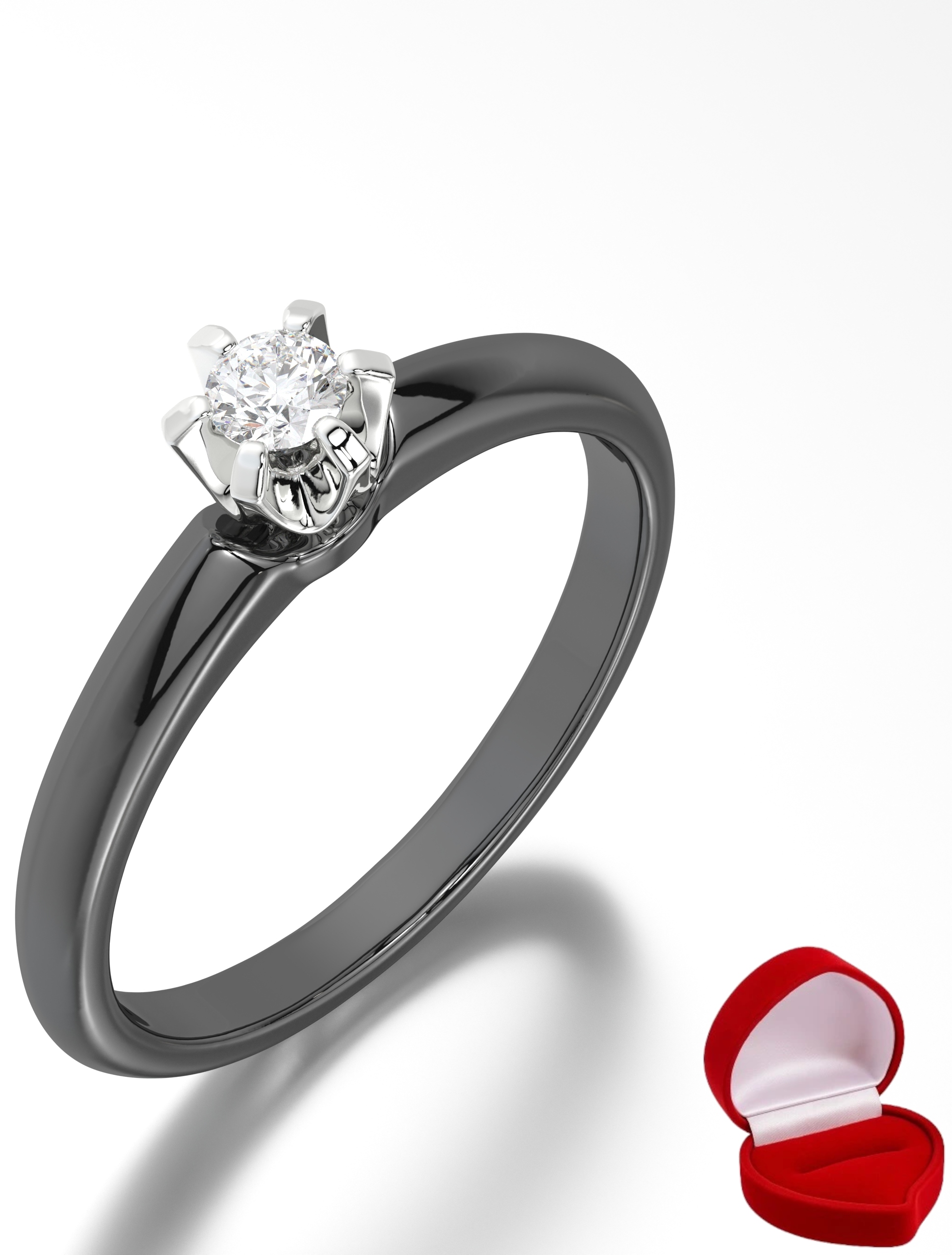 Zlatý Prstýnek 585 14k Brylant Lab 0,09 ct Černé Zlato R20
