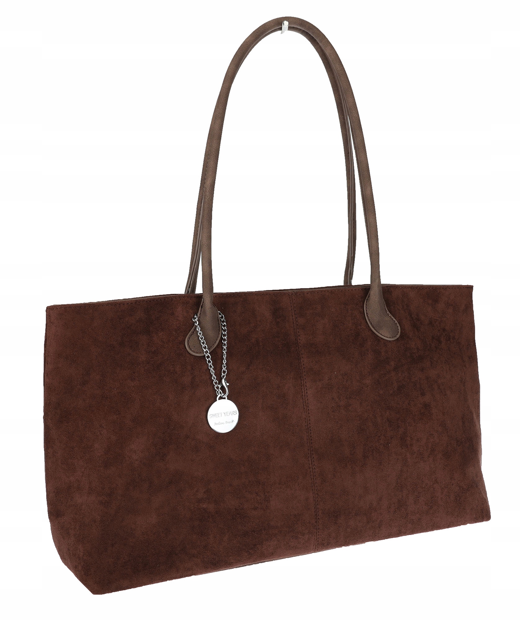 Dámská semišová kabelka shopper 2v1 elegantní lehká taška OS116 Čokoládová