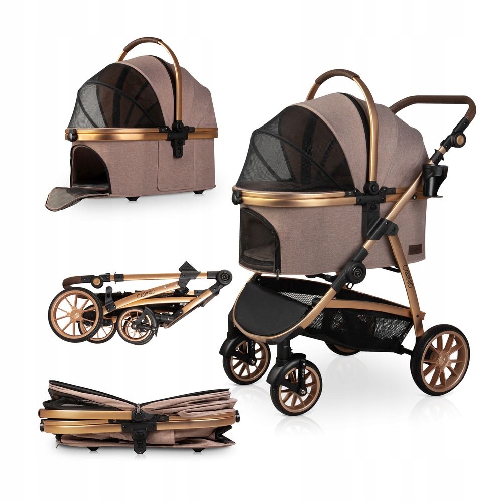 Wózek dla Psa Kota Carinio Nuka beżowy spacerowy lekki do 15 kg design