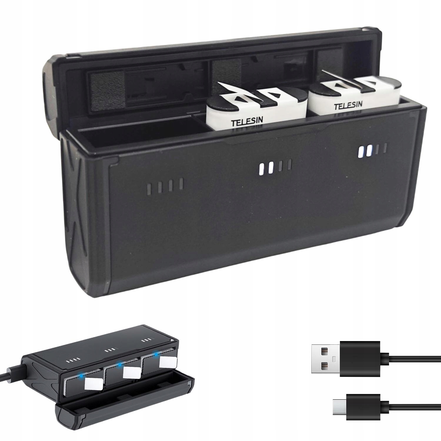 Výkonný Hub Nabíječka Baterií 3 Sloty Pro Kameru Go PRO12 11 10 9