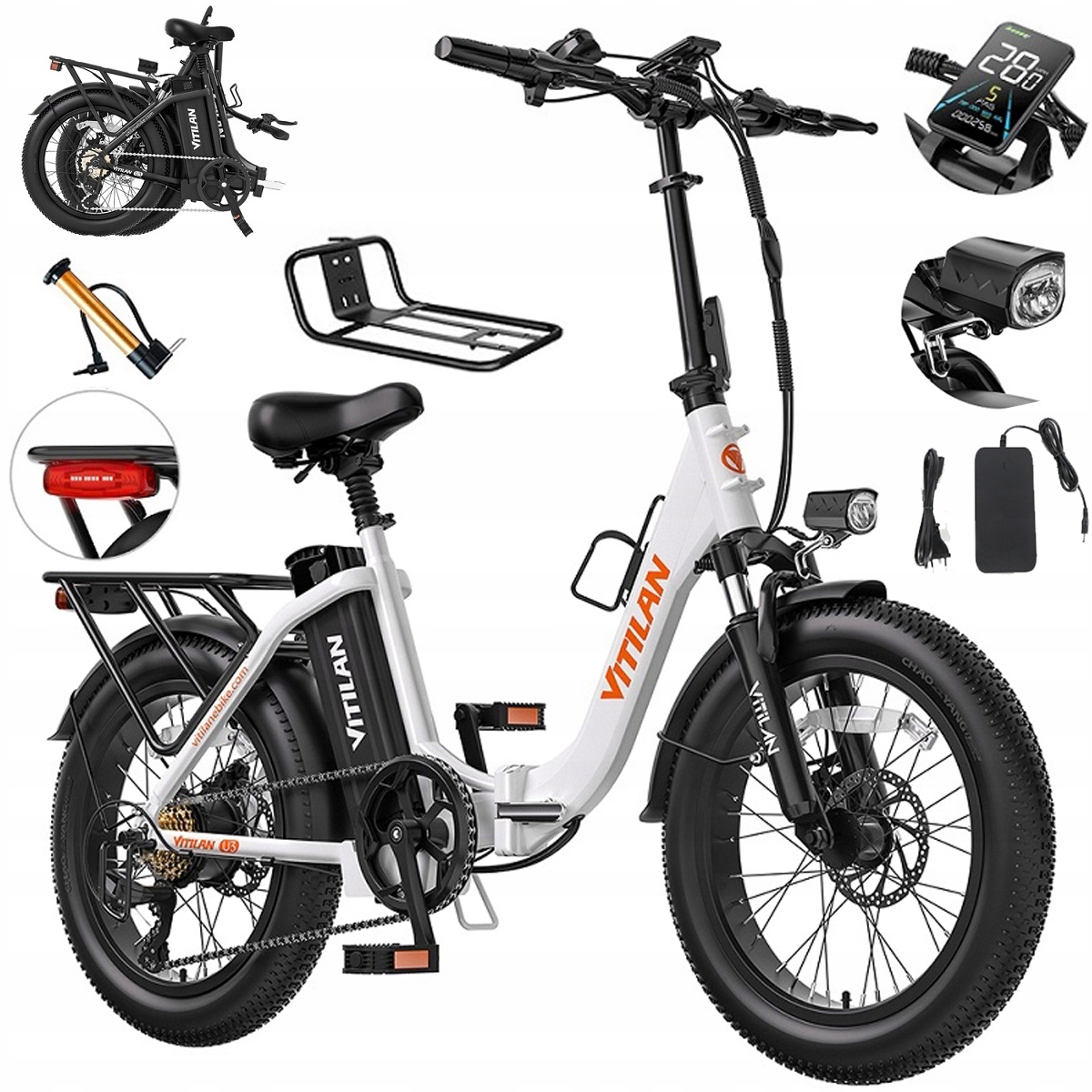 Vitilan U3 Skládací elektrický městský 750W 48V 13AH 45KM/H 120KM 20"*3.0"