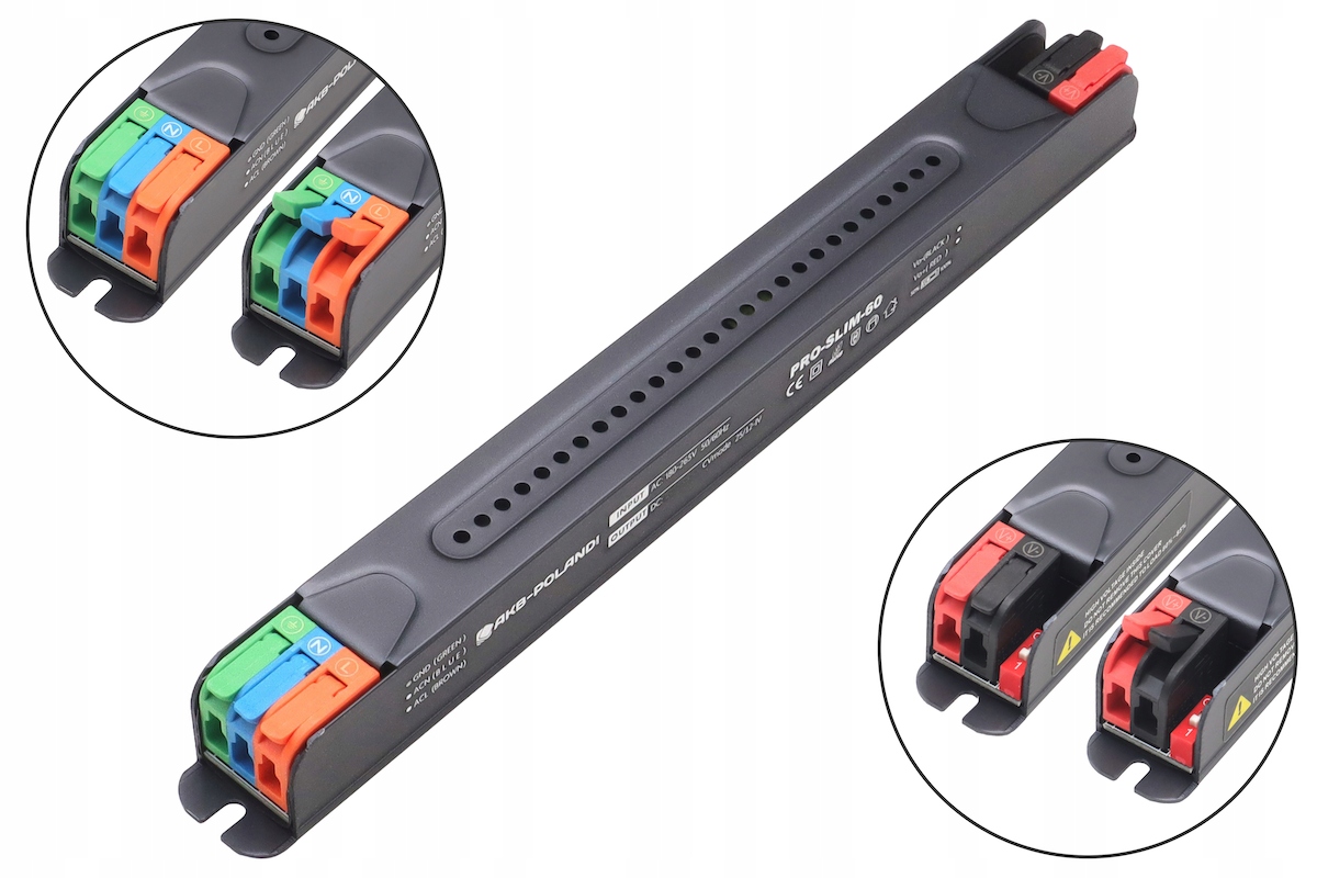 ZASILACZ 24V LED SLIM MONTAŻOWY ŚCIEMNIACZ PRO-SLIM PROFESJONALNY 60W 2,5A