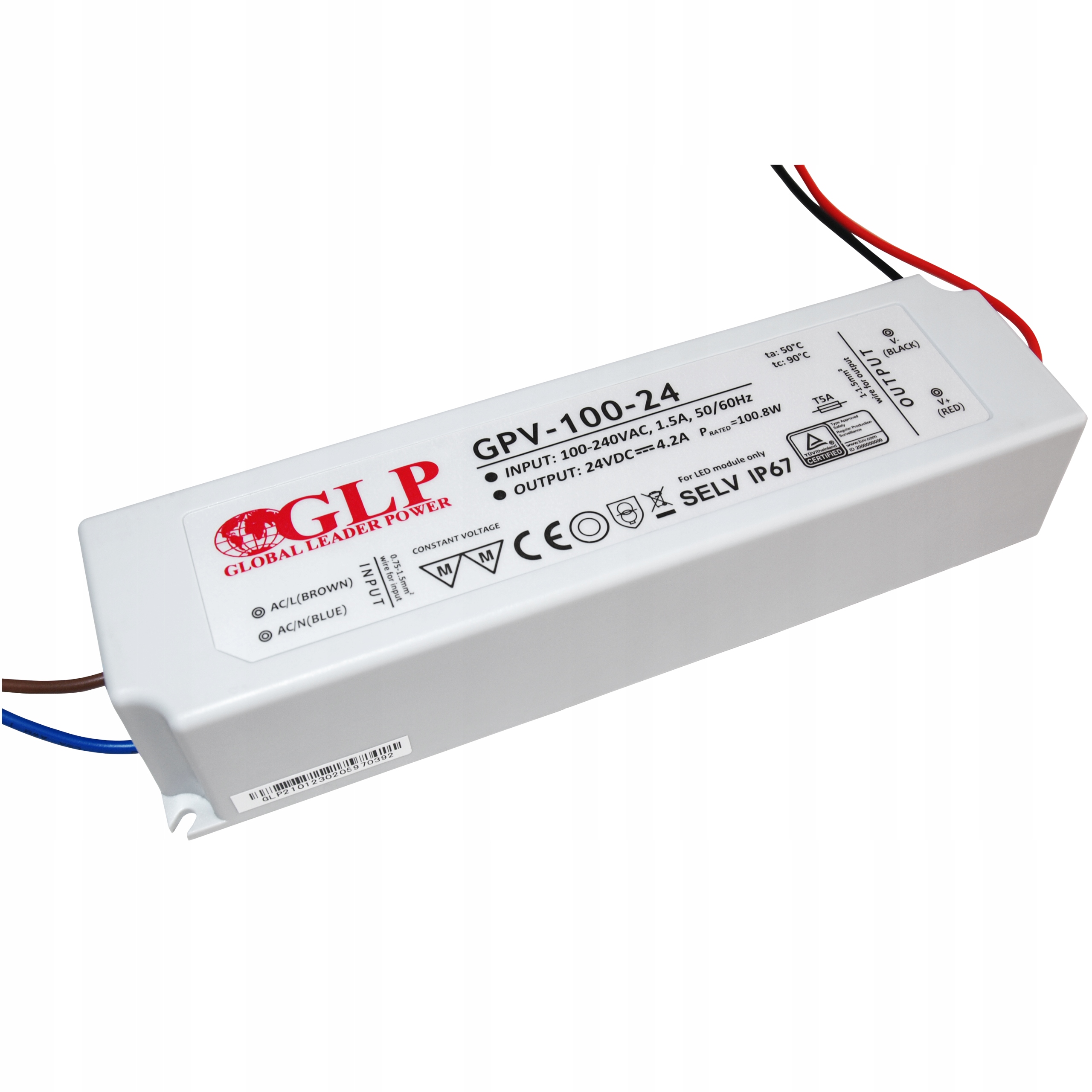 Zasilacz do taśm LED 24V DC 4A WODOODPORNY IP67 100W transformator GLP GPV