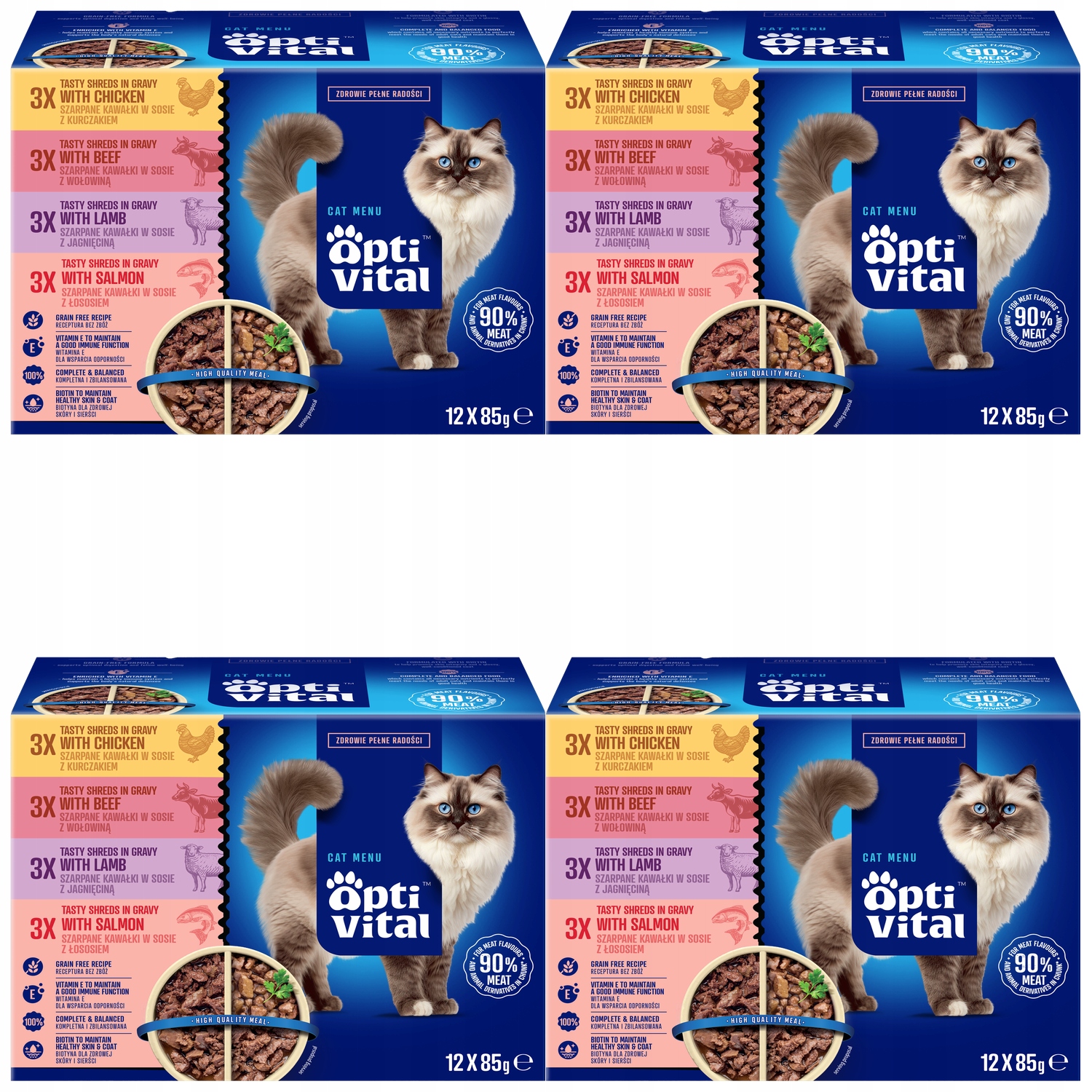 Optivital Kompletní krmivo pro kočky Kapsičky Jídlo kočka mix 85g x12 x4