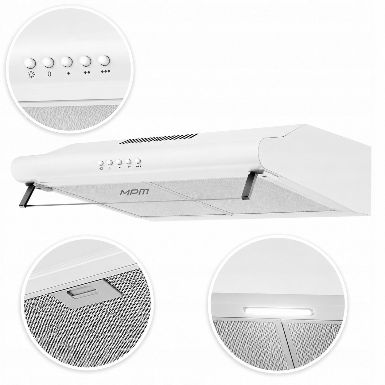Kuchyňská digestoř Podskříňová Led osvětlení Bílá MPM-61-PX-75/N