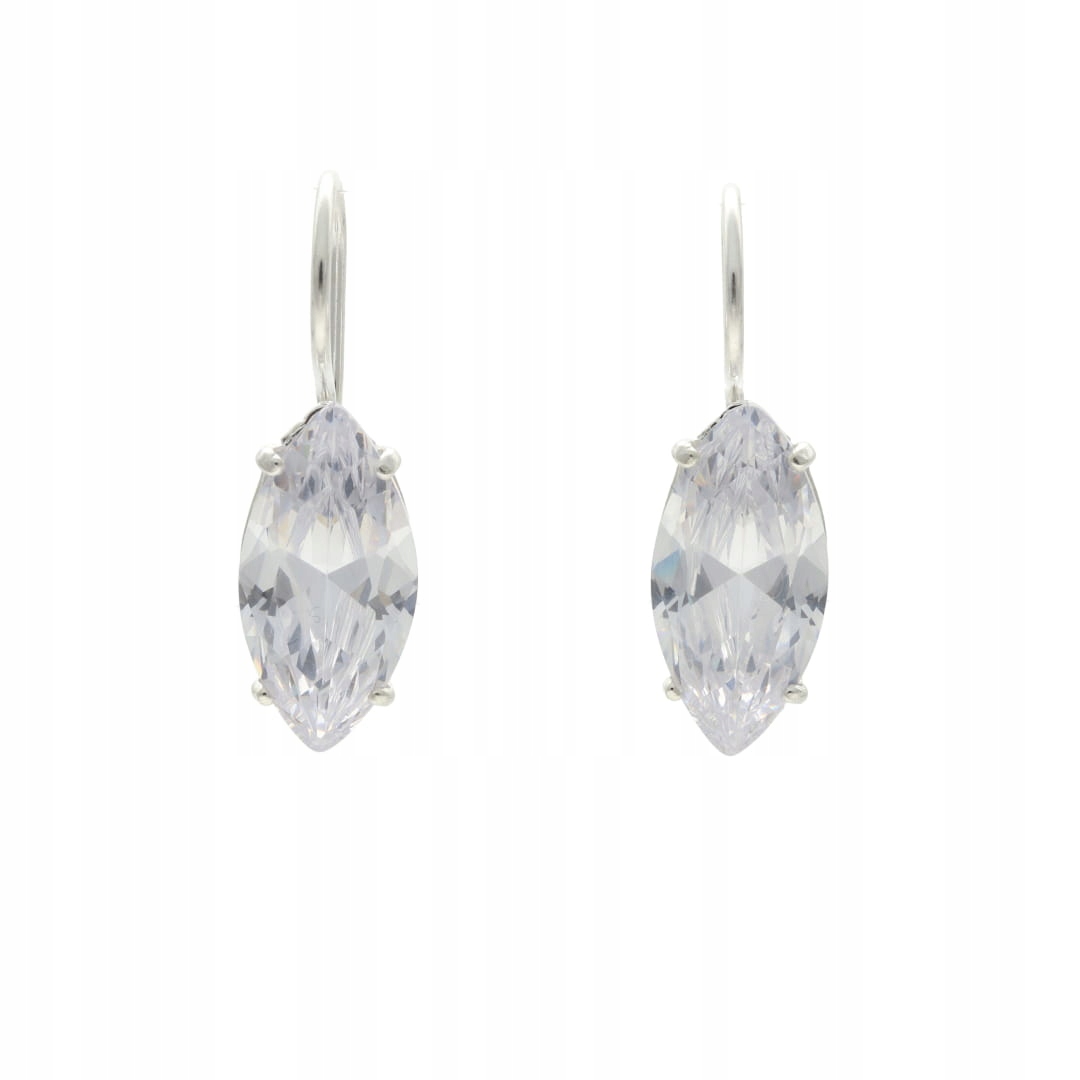 Náušnice oválné s bílými zirkony