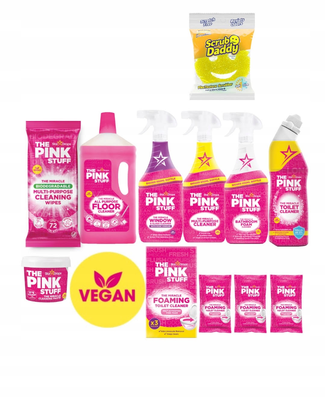 The Pink Stuff Duży Zestaw produktów do sprzątania gąbka scrubdaddy