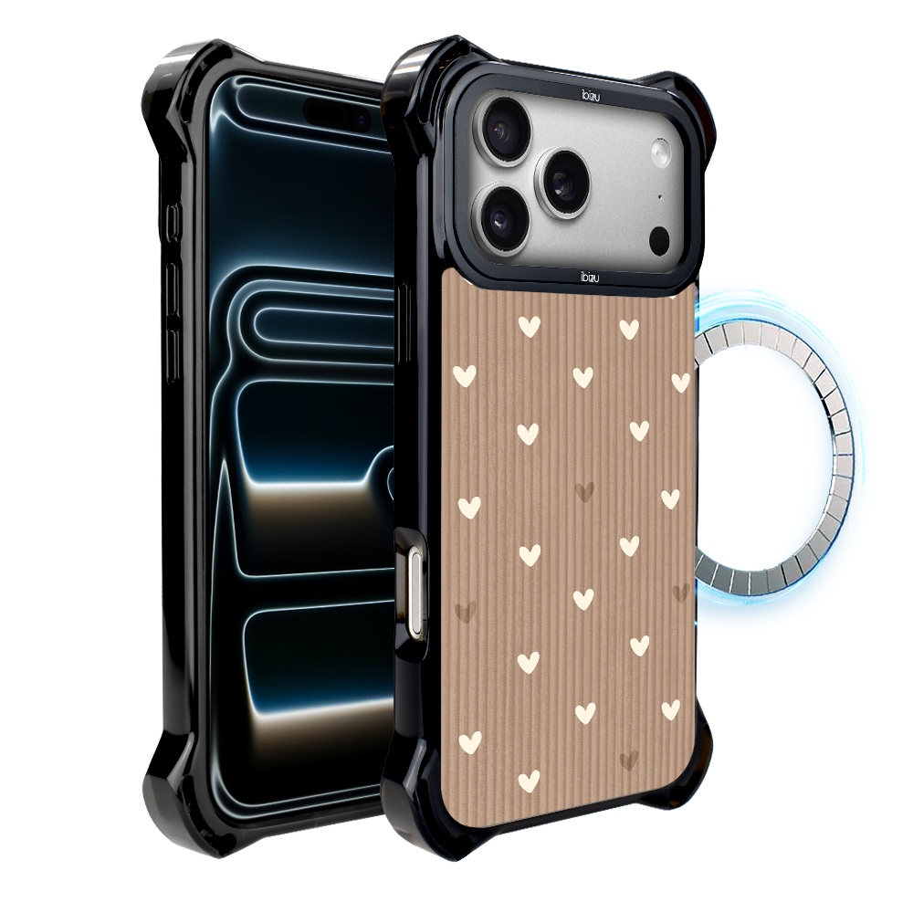 Pouzdro pro iPhone 17 Pro Ibizu DropGuard Ultra s MagSafe, Boho, Pudrová srdíčka