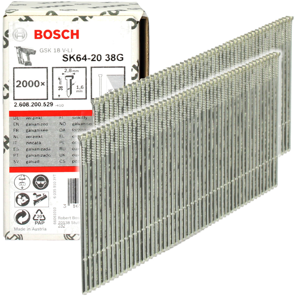

Gwoździe stolarskie 38mm typ SK64-20 G Bosch