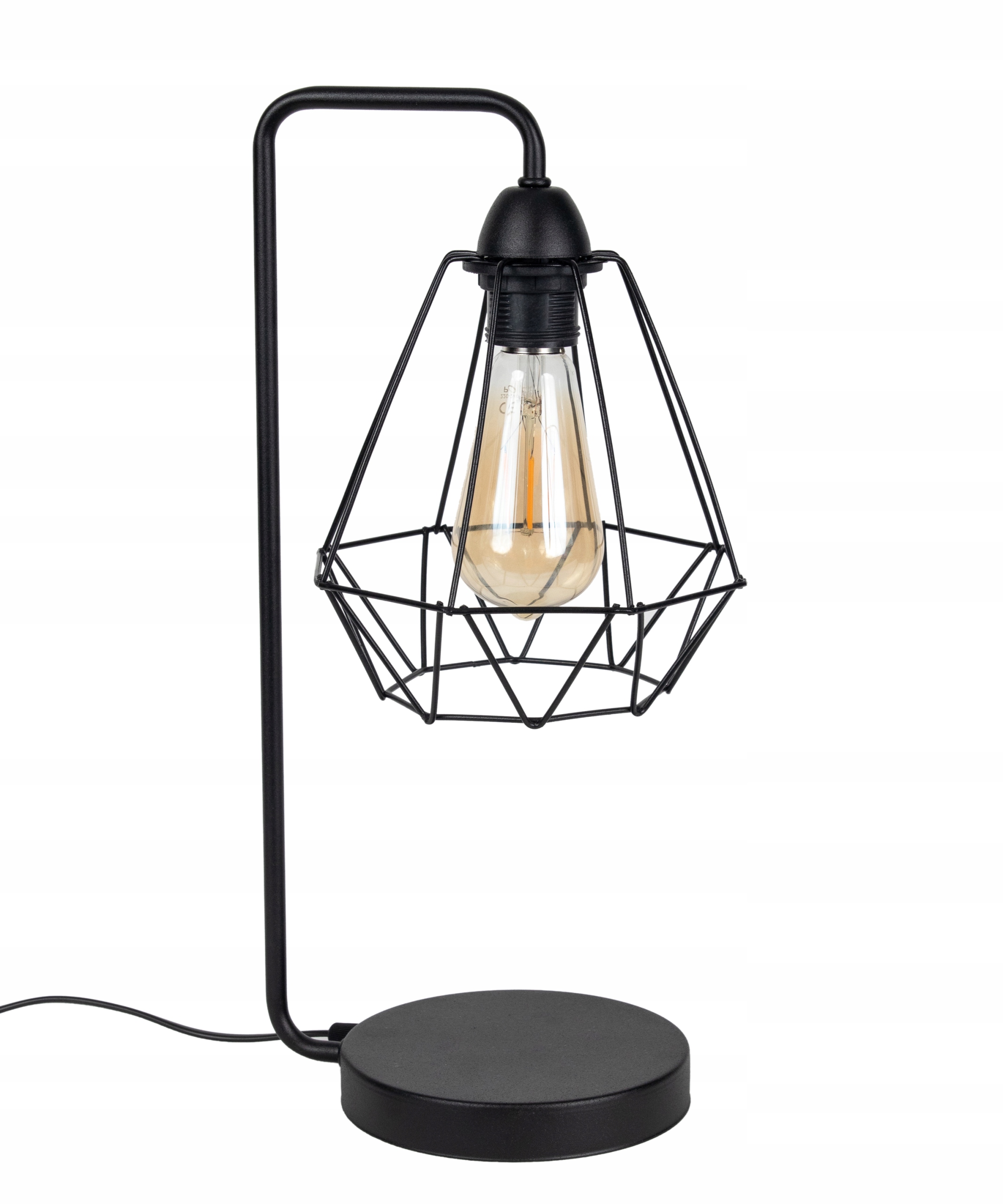 

Lampka stołowa czarna loft diament druciak