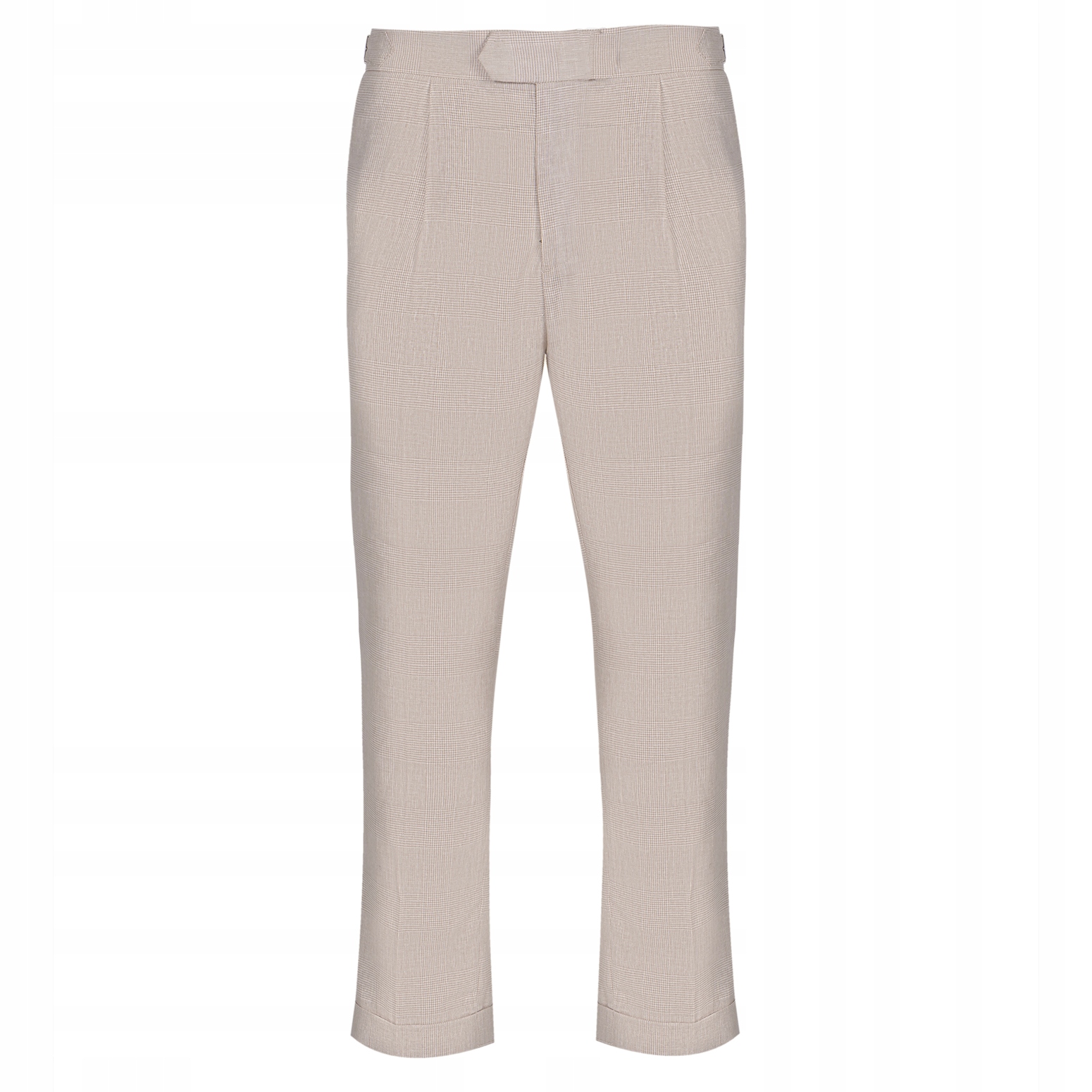 Béžové ležérní kalhoty se lnem a kostkovaným vzorem Pako Lorente vel