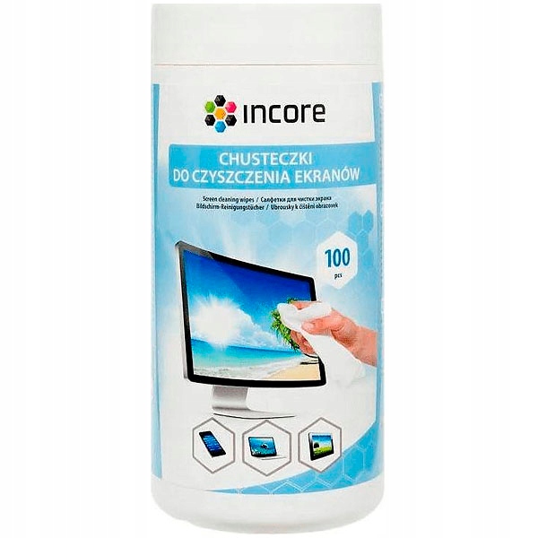 

Chusteczki nawilżone do ekranów Incore 100 sztuk