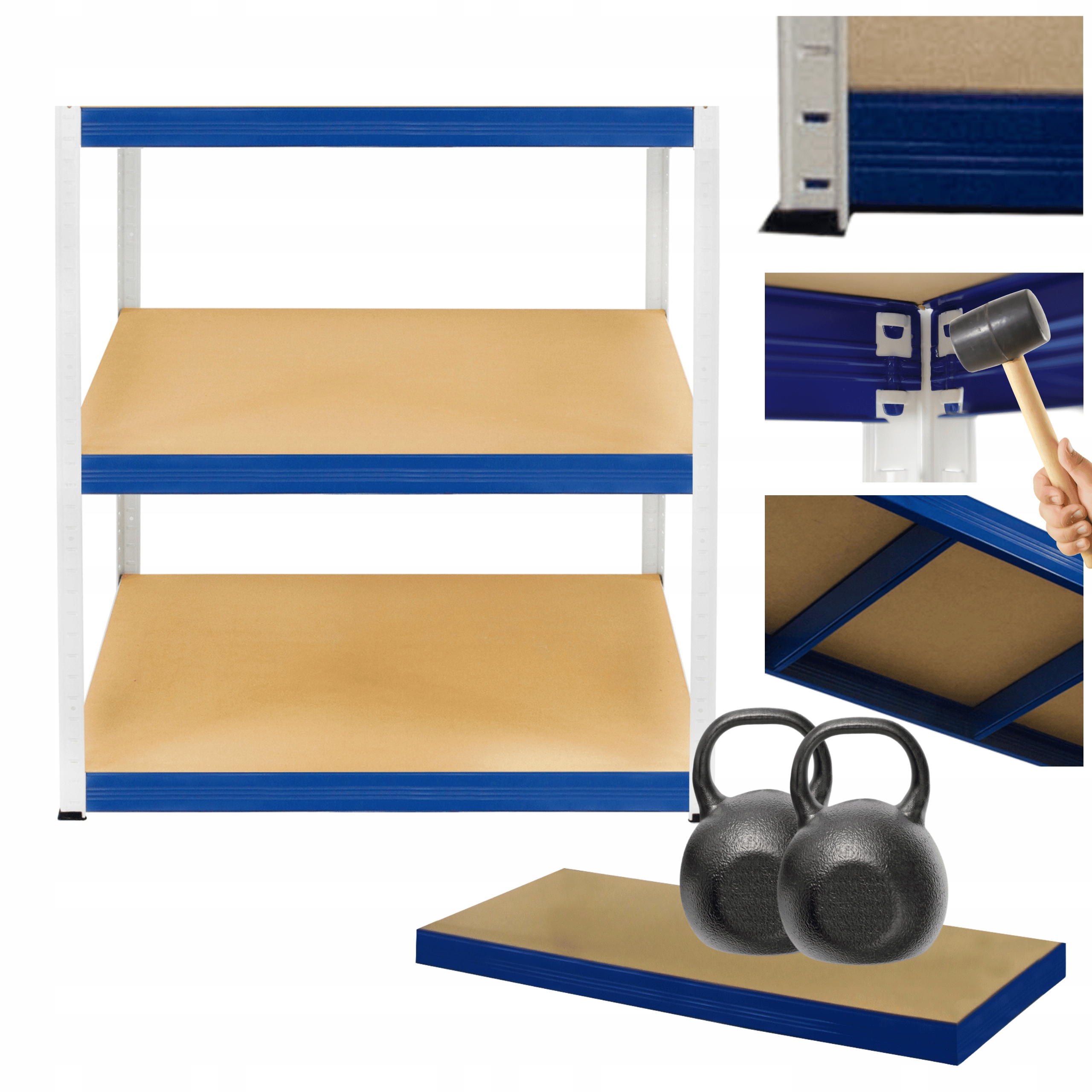 Skladovací regál garážový kovový stojan Helios 106x90x60 cm 3Px275 kg Pl